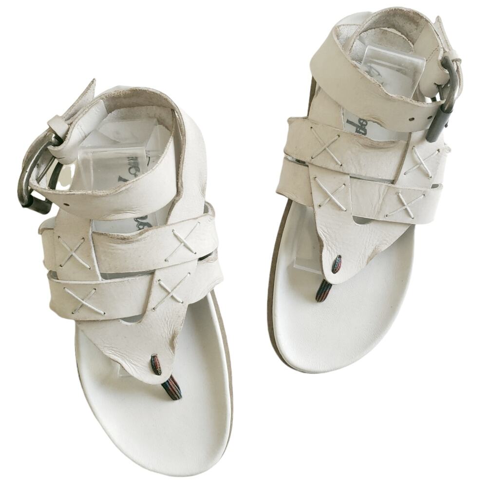 FREE PEOPLE Valencia wrap lug sole thong ankle strap leather sandal beige 40 9.5 - Picture 9 of 9